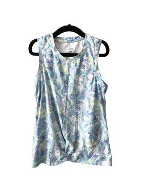 Girl's Freely Pastel Blue Green Purple Abstract Print Sleeveless Top M